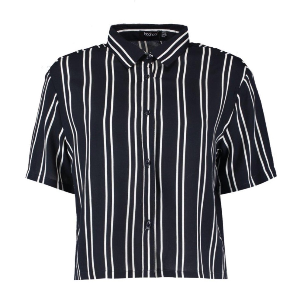 Boohoo Navy & White Striped Shirt